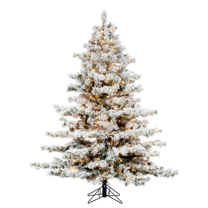 Vickerman 6.5' Flocked Alaskan Pine Artificial Christmas Tree Pure White Single Mold LED  lights