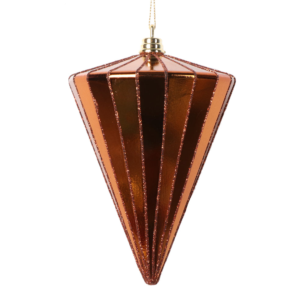 Vickerman 6" Shiny Copper Cone Ornament 3 per bag.