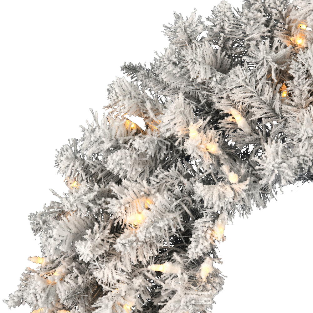 Vickerman 30" Frosted Silver Artificial Christmas Wreath Warm White Dura-lit LED Lights