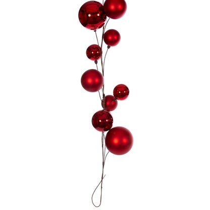 Vickerman 10' Red Assorted Finish Branch Ball Ornament Garland.