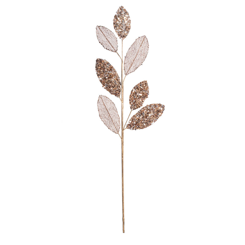 Vickerman 20" Chocolate Mesh Apple Leaf Artificial Christmas Spray. Includes 3 sprays per pack.