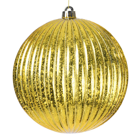 Vickerman 6" Gold Shiny Lined Mercury Ball Ornament 4 per bag.