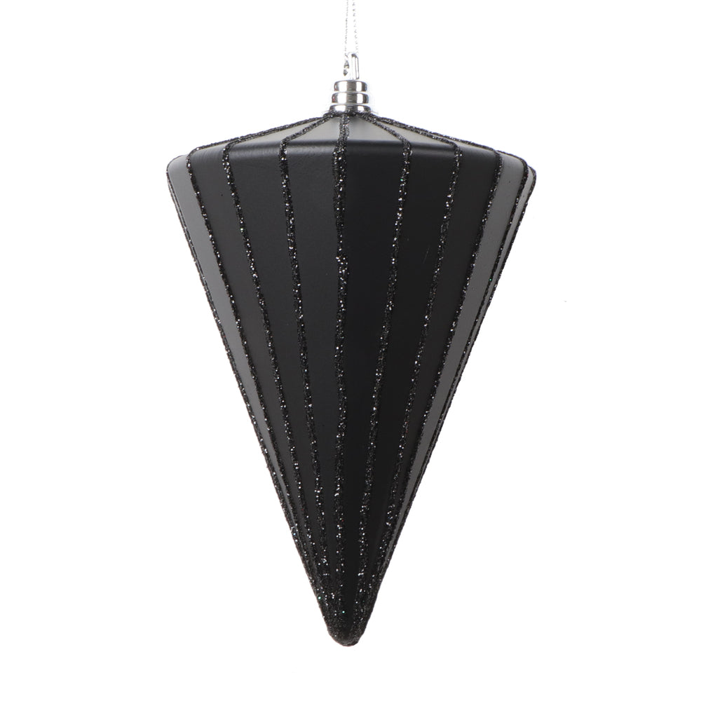 Vickerman 6" Matte Black Cone Ornament 3 per bag.