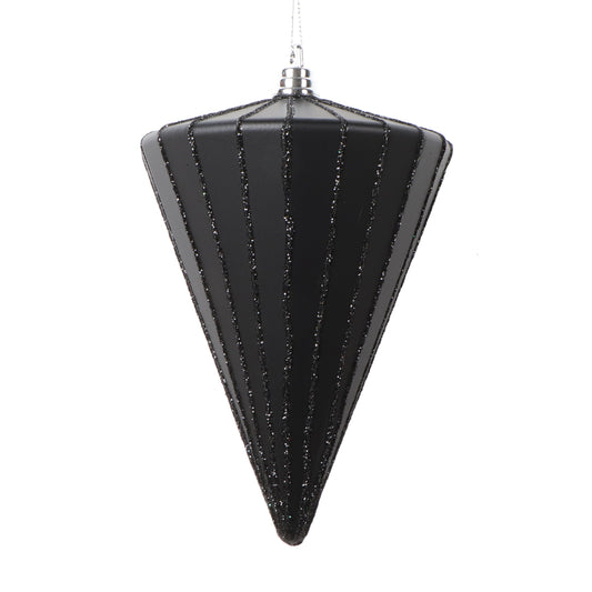 Vickerman 6" Matte Black Cone Ornament 3 per bag.