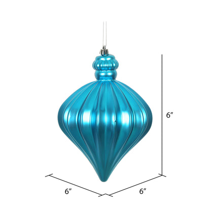 Vickerman 6" Turquoise Matte Onion Drop Christmas Ornament 4 per Bag