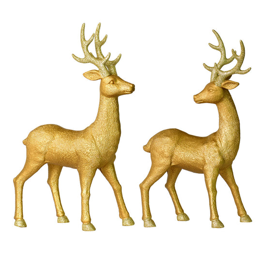 Vickerman 16.5" Champagne Deer Christmas Ornament Set
