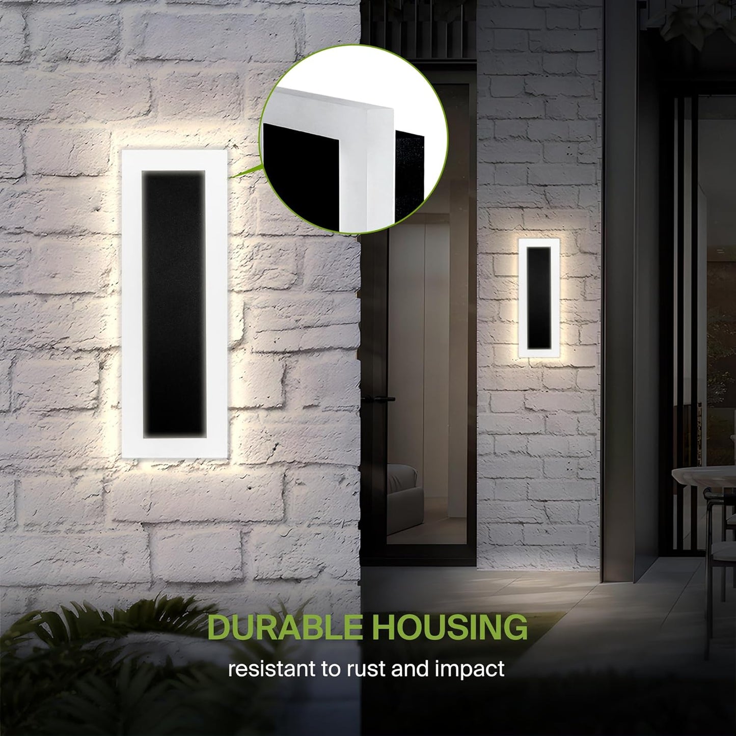 ASD Lighting LED Outdoor Wall Sconce wide acrylic 18" 18W 120-277V CCT Selectable 3000/4000/5000K Dimmable Black ETL