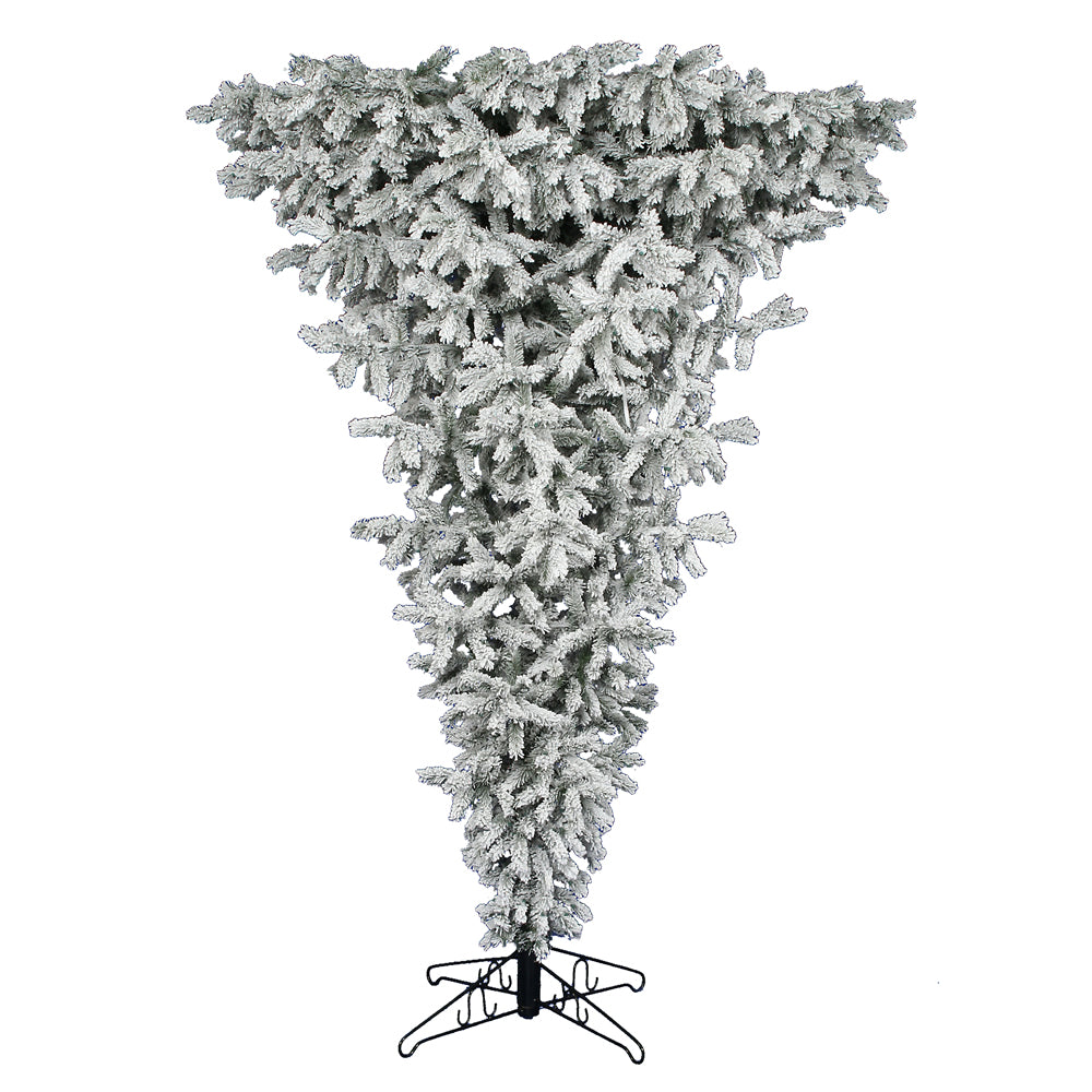 Vickerman 5.5' Flocked Upside Down Artificial Christmas Tree Clear Lights
