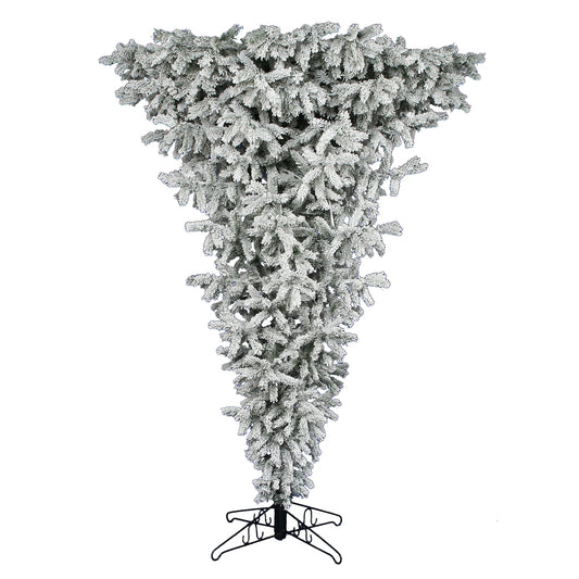 Vickerman 5.5' Flocked Upside Down Artificial Christmas Tree Clear Lights