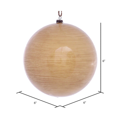Vickerman 6" Tan Wood Grain Ball Ornament 3 per Bag