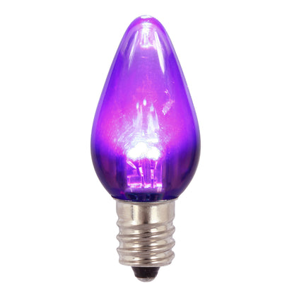 Vickerman C7 Transparent Plastic LED Purple Dimmable Bulb E12 Nickel Base 25 per bag