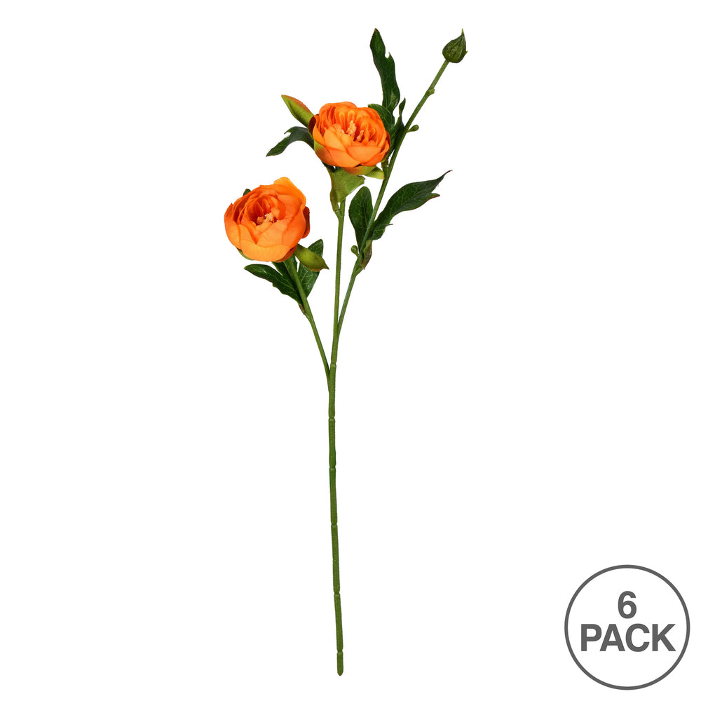 Vickerman 16" Artificial Orange Peony Spray. Includes 6 sprays per pack.