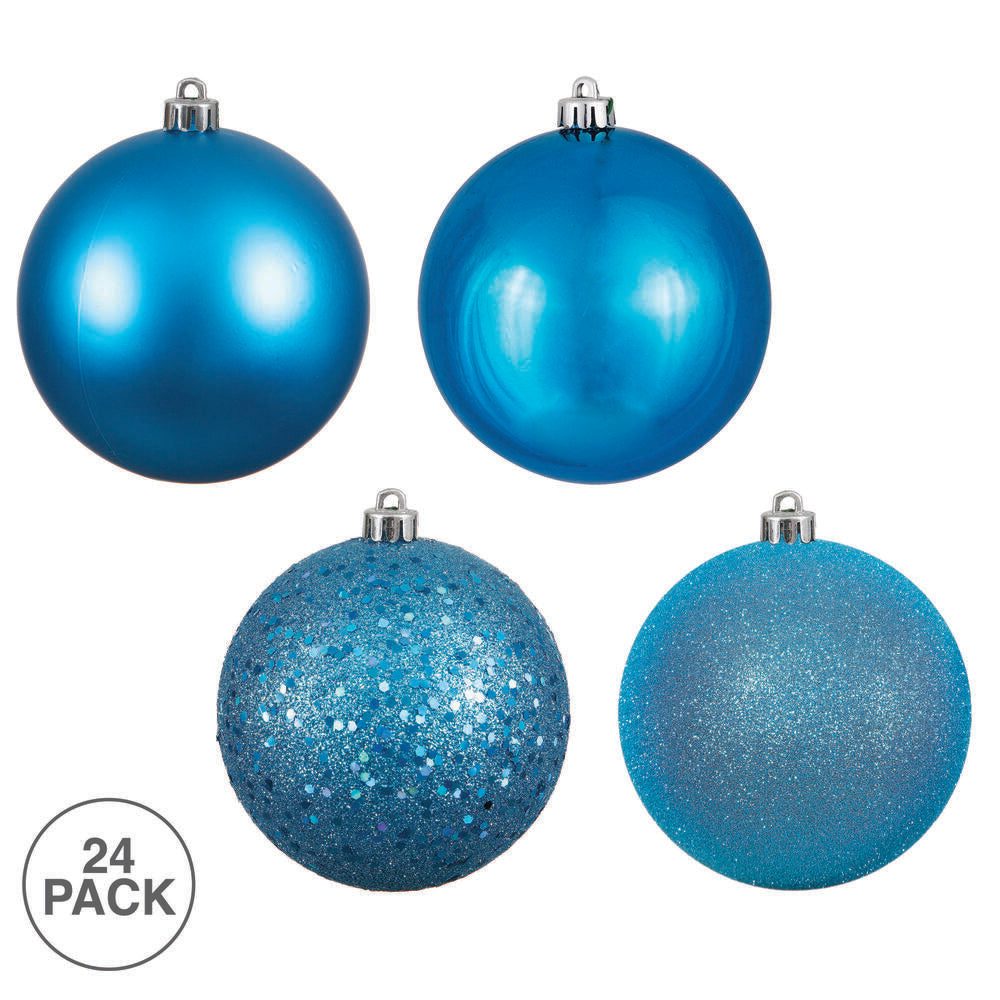 Vickerman 2.4" Turquoise 4-Finish Ball Ornament Assortment 24 per Box