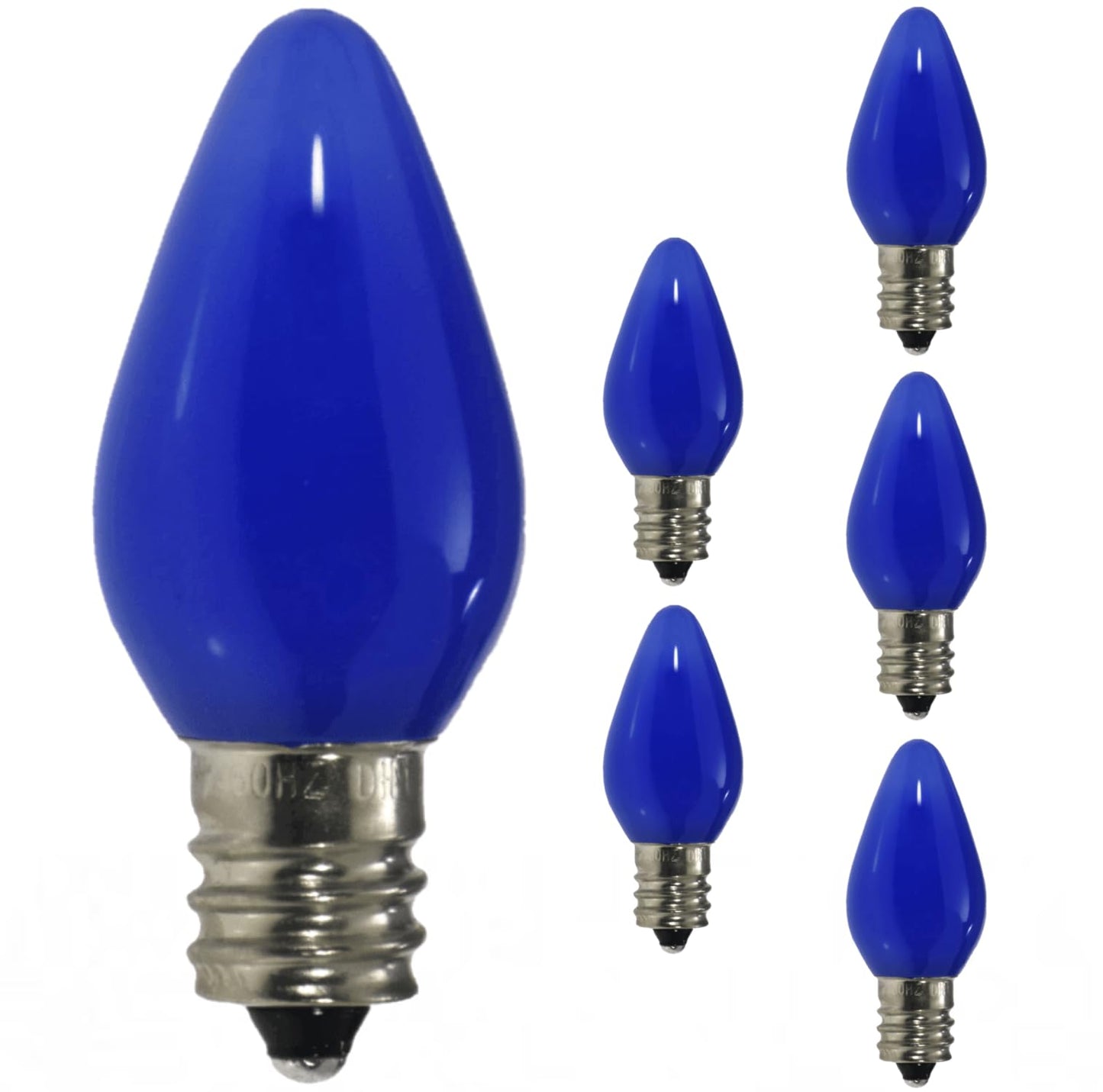 Damar- C7 LED Replacement Christmas Light Bulbs Twinkle Solid Blue Color 0.96W E12 Candelabra Base 100-130V Pack of 6- Shatterproof String Lights for Patio Holiday Party Decor Xmas Tree