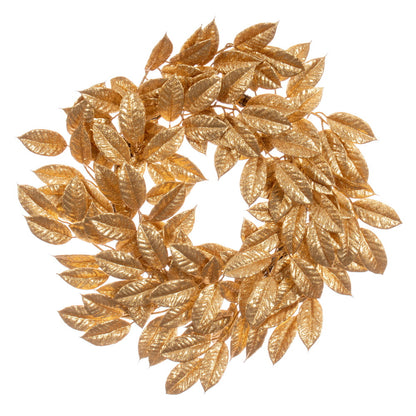Vickerman 24" Gold Artificial Gardenia Glitter Wreath.