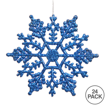 Vickerman 4" Blue Glitter Snowflake Christmas Ornament 24 per Box