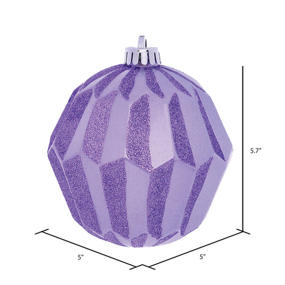 Vickerman 5" Lavender Glitter Faceted Ball Ornament 3 per Bag