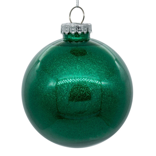 Vickerman 4" Clear Ball Christmas Ornament with Seafoam Glitter Interior 6 Pieces per bag