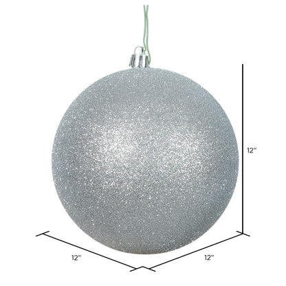 Vickerman 12" Silver Glitter Ball Ornament