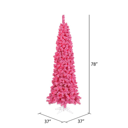 Vickerman 6.5' Unlit Flocked Pink Slim Fir Artificial Christmas Tree