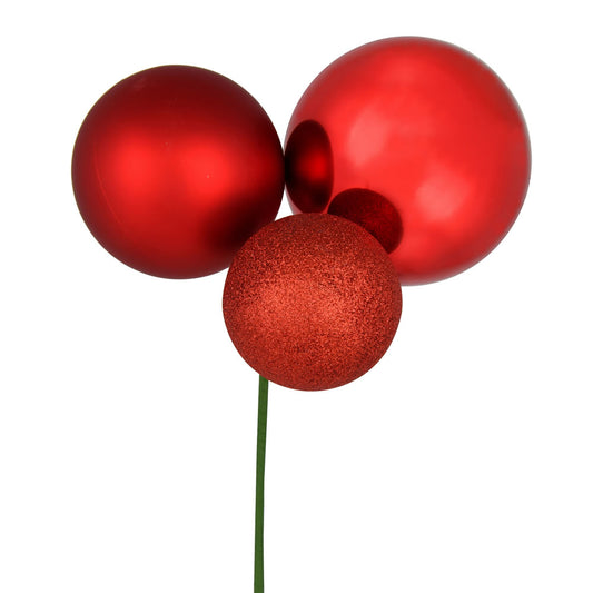 Vickerman 18" Red Ball Ornament Christmas Pick Pack of 2