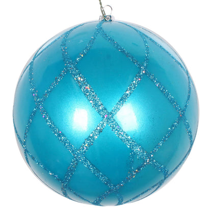 Vickerman 6" Turquoise Candy Finish Net Ball Ornament with Glitter Accents 2 per Bag