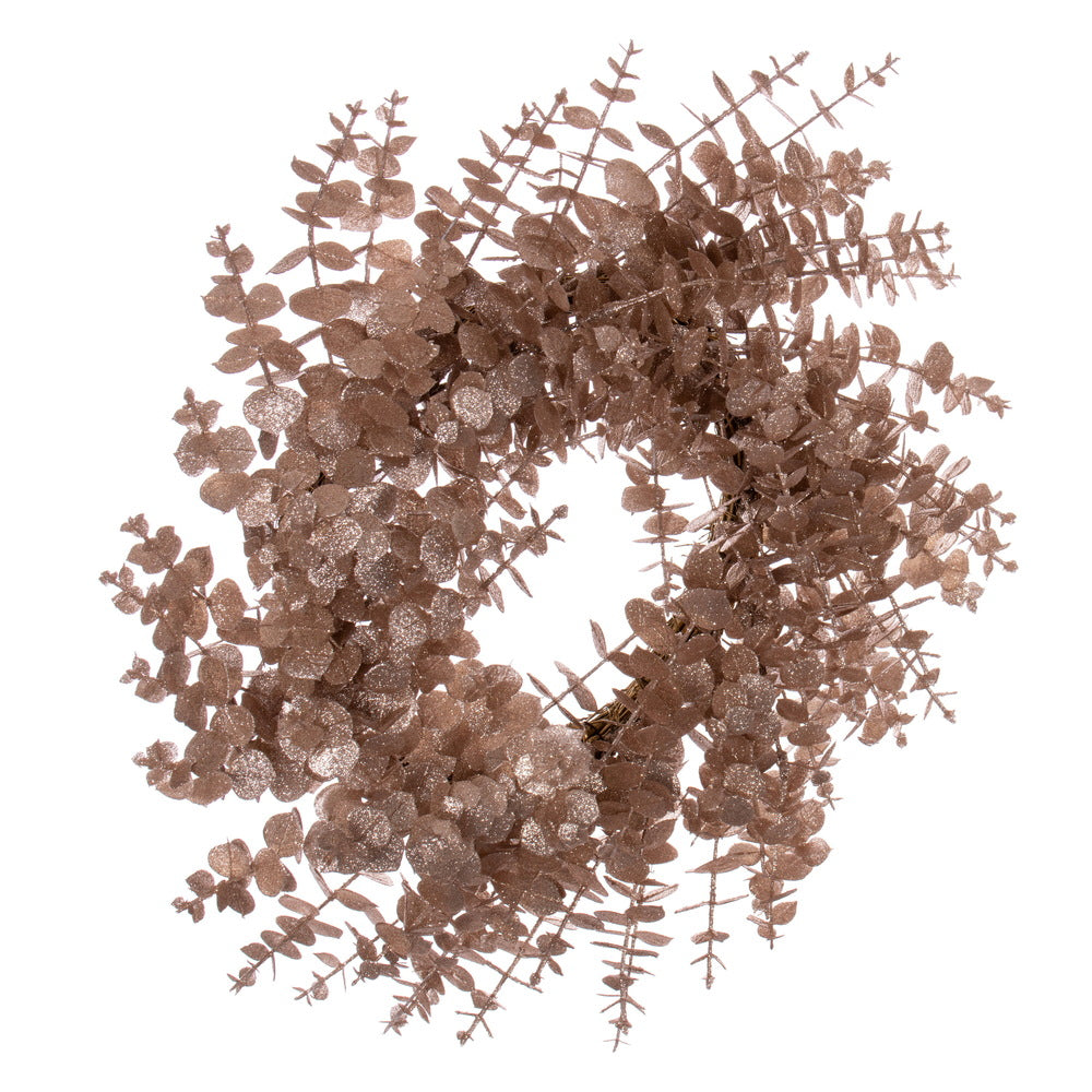Vickerman 24" Café Latte Artificial Eucalyptus Glitter Wreath.