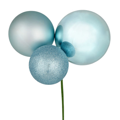 Vickerman 18" Baby Blue Ball Ornament Christmas Pick Pack of 2