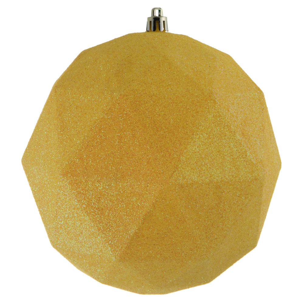 Vickerman 6" Yellow Glitter Geometric Ball Ornament 4 per bag