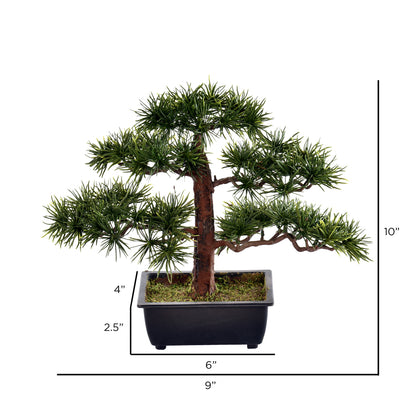 Vickerman 10" Artificial Potted Guest Greeting Bonsai Pine Tree.