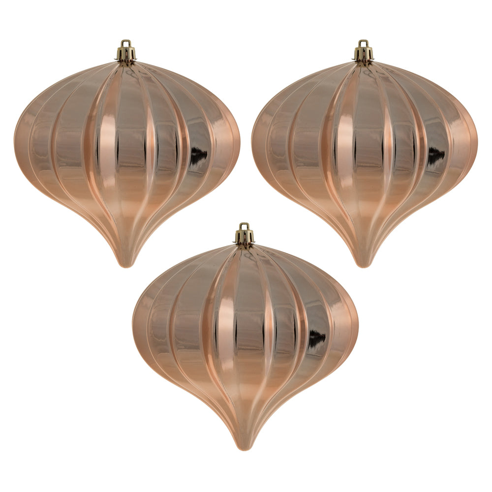 Vickerman 5.7" X 5.5" Rose Gold Onion Christmas Ornament UV treated Set of 3