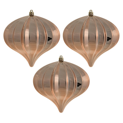 Vickerman 5.7" X 5.5" Rose Gold Onion Christmas Ornament UV treated Set of 3