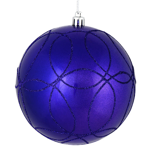 Vickerman 4.75" Purple Candy Ornament with Circle Glitter Pattern 4 per Bag