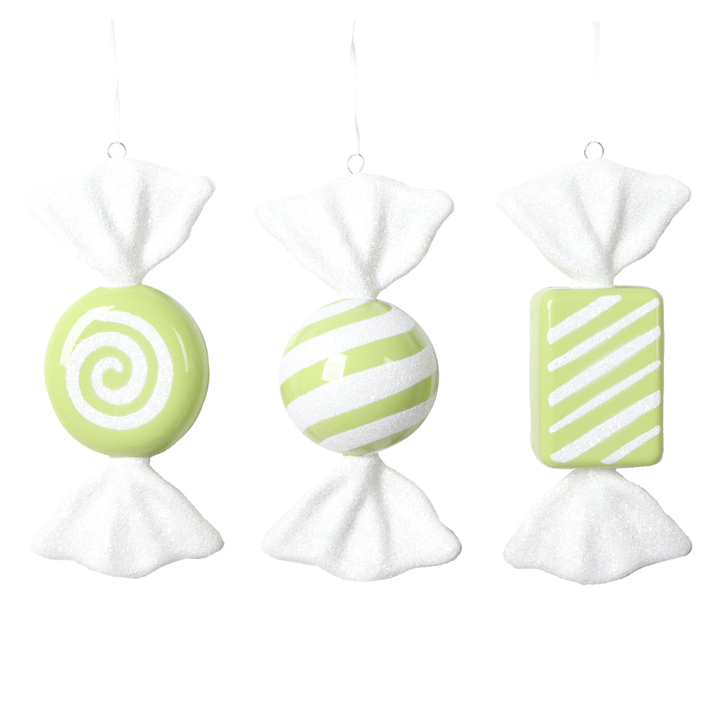 Vickerman 7.5"-8" Lime Candy Ornament Assortment 3 per bag.