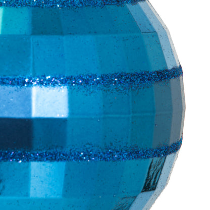 Vickerman 5.5" Midnight Blue Shiny and Matte Mirror Ball Christmas Ornament with Glitter Accents