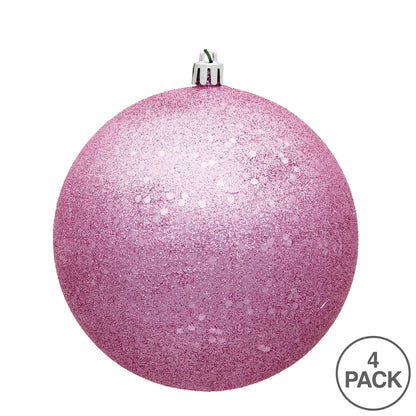 Vickerman 6" Pink Glitter Sequin Ball Ornament 4 per Bag