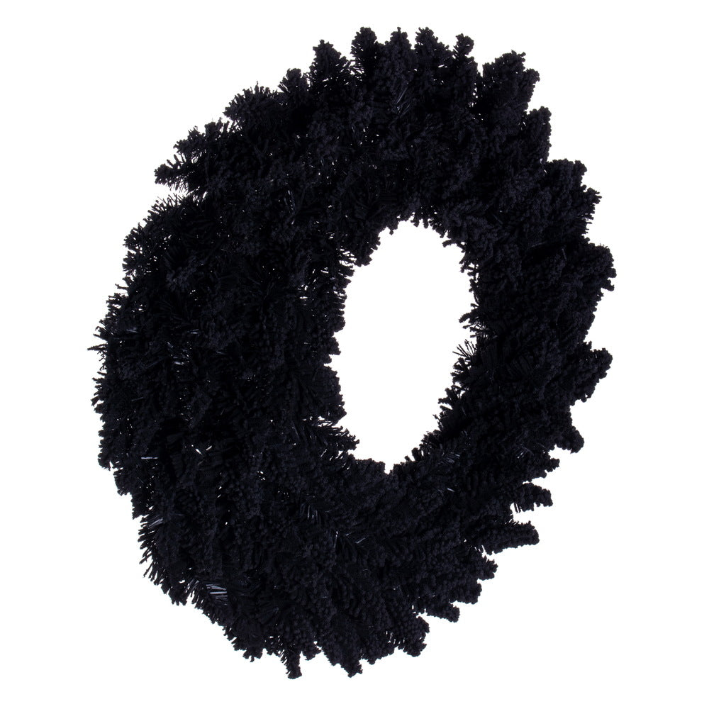 Vickerman 24" Flocked Black Fir Artificial Wreath Unlit with 210 PVC Tips
