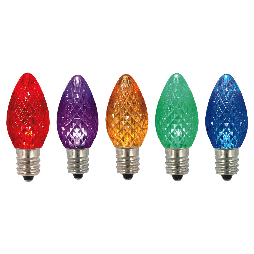 Vickerman Multi-Colored Faceted C7 LED Replacement Bulb, 5 per Bag