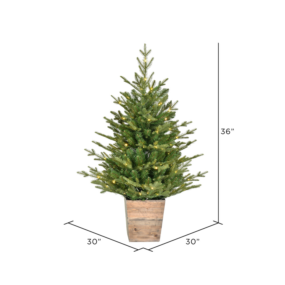Vickerman 3' x 30" Gibson Slim Potted Pine Artificial Christmas Tree Warm White Dura-lit LED Lights