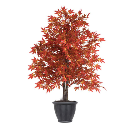 Vickerman 4' Artificial Orange Maple Bush Gray Round Plastic Container.