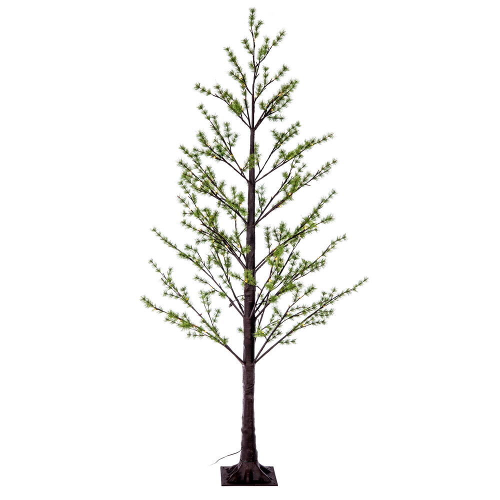 Vickerman 7' Green Mini Pine Twig Tree Warm White 3mm Wide Angle LED lights.