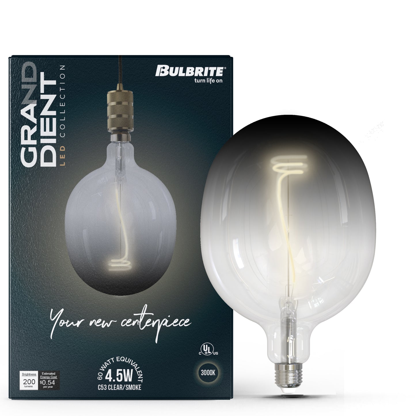 Bulbrite 776321 4W LED C53 SHAPED GRAND 3000K FILAMENT GRADIENT SMOKE