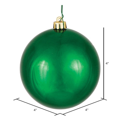 Vickerman 4" Emerald Shiny Ball Ornament 6 per Bag