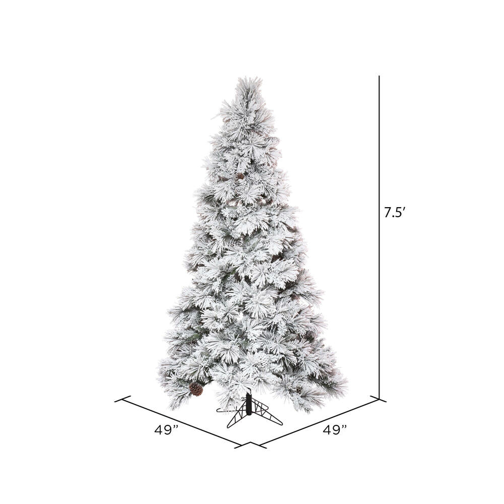 Vickerman 7.5' x 49" Flocked Atka Slim Artificial Christmas Tree Unlit
