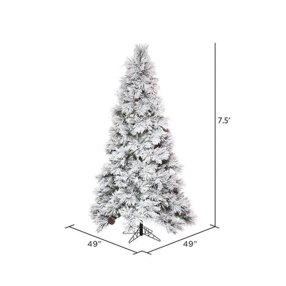 Vickerman 7.5' x 49" Flocked Atka Slim Artificial Christmas Tree Unlit