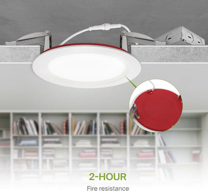 ASD Lighting LED Recessed Mini Panel Fire Rated Round 6inch 15W 120-277V 0-10V Dimmable 2700/3000/3500/4000/5000K with Baffle Trim White ETL Energy Star