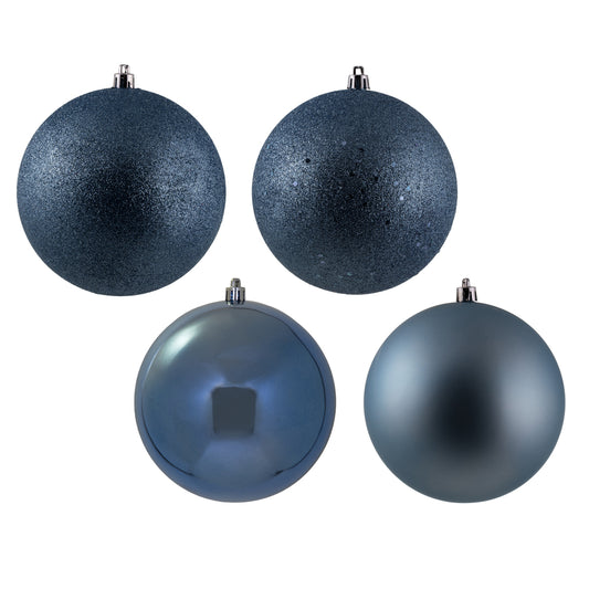 Vickerman 4.75" Periwinkle 4-Finish Ball Ornament Assortment 4 per Box