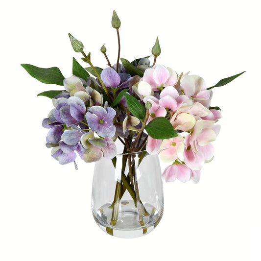 Vickerman 8" Artificial Light Pink and Purple Hydrangea.