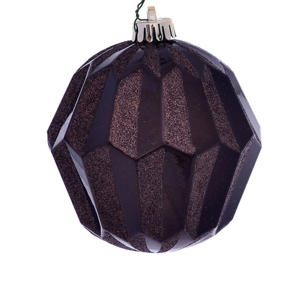 Vickerman 5" Chocolate Glitter Faceted Ball Ornament 3 per Bag