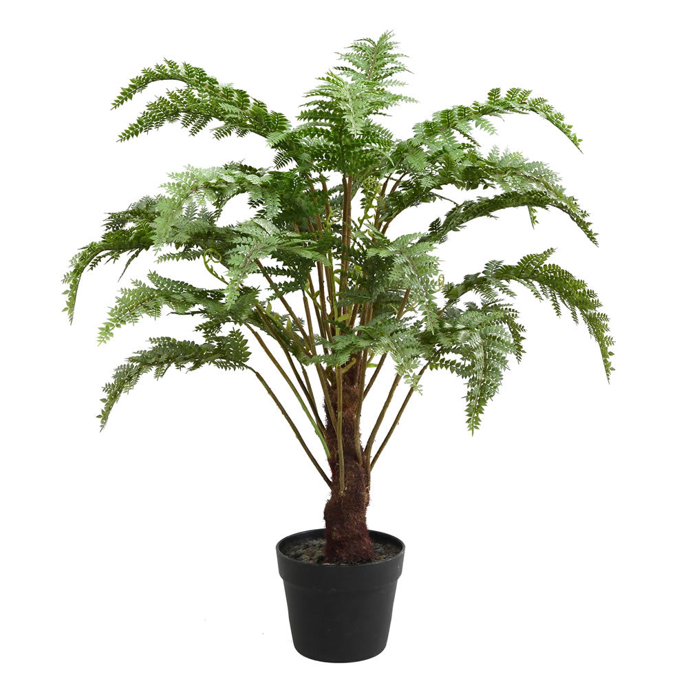 Vickerman 30" Artificial Green Fern in Round Black Pot.